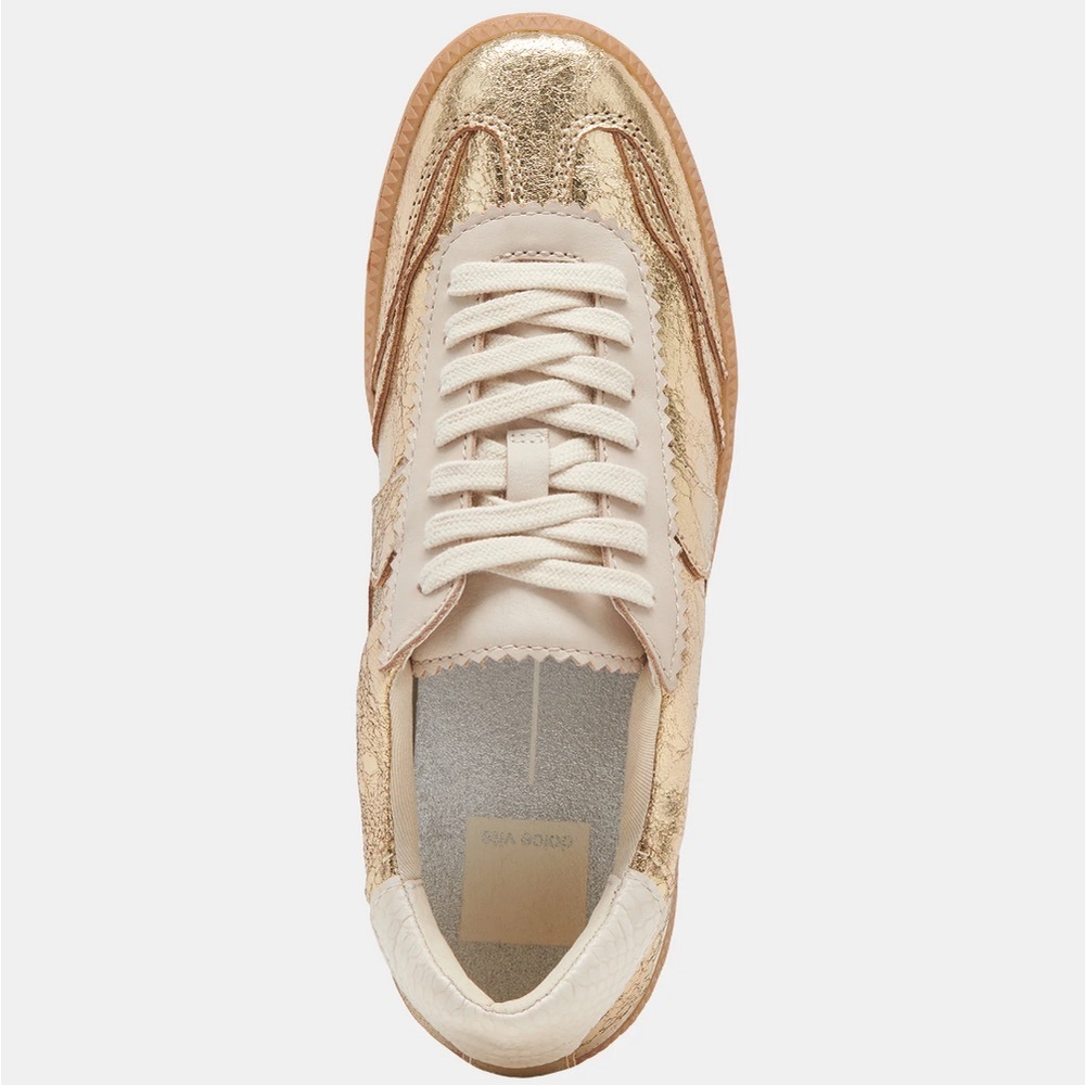 Dolce Vita Gold Metallic Low-Top Sneakers with Cream Accents - Picture 3 of 8